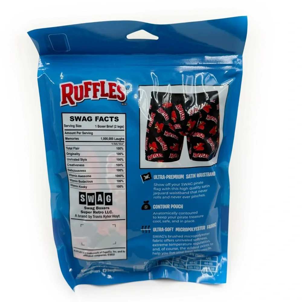 Ruffles Flamin Hot Chips Swag Boxer Briefs Mens Large Underwear Black Orange